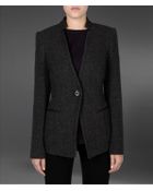 Emporio Armani Jacquard Jacket with Jeweled Button - Lyst