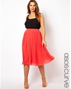 Asos Curve Midi Skirt with Pleats - Lyst
