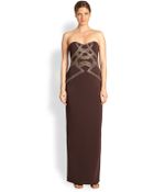 Badgley Mischka Beaded Strapless Gown - Lyst