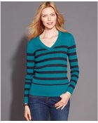 Tommy Hilfiger Long-Sleeve Striped V-Neck Cable-Knit - Lyst
