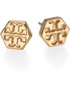 Tory Burch Hexagonal Logo Earrings - Lyst