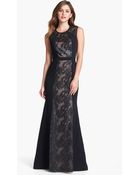 BCBGMAXAZRIA Linden Embellished Lace Inset Gown - Lyst