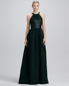 David Meister Signature Halter Beaded-Neck Gown - Lyst