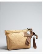 Lanvin Gold Quilted Leather Cosmetic Case - Lyst