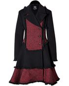 McQ by Alexander McQueen Wool Blend Fringed Coat In Red/Black - Lyst