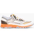 Lanvin Grey Leather Neon_trimmed Trainers - Lyst