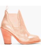 Acne Studios Pink Suede Glitter Gold Star Ankle Boots - Lyst