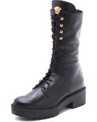 Versace Leather Combat Boots - Lyst