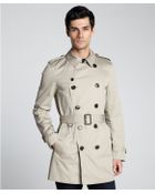 Burberry Brit Taupe Cotton 'Britton' Belted Trench Coat - Lyst