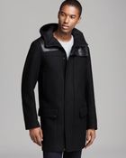 Hugo Boss Marvis Leather Detail Hooded Coat - Lyst