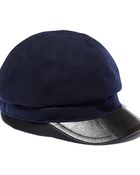 Vince Camuto Wool Cap W Faux Leather Brim - Lyst