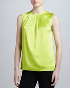 Michael Kors Pleated Satin Top Acid - Lyst