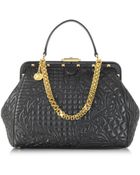 Versace Vanitas Black Quilted Leather Satchel - Lyst