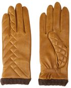 Agnelle Mustard Half Quilted Leather Gloves - Lyst