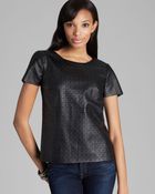 Ella Moss Top Deborah Perforated Faux Leather - Lyst