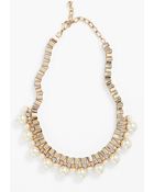 Natasha Couture Faux Pearl Box Chain Necklace - Lyst