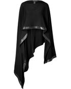 Donna Karan New York Poncho with Leather Trim in Black - Lyst