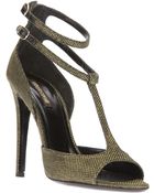 Roberto Cavalli Textured T-bar Sandal - Lyst