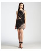 Alice + Olivia Black And Nude Lace Silk Chiffon Draped 'Reika' Bandage Dress - Lyst