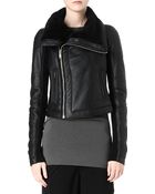 Rick Owens Shearling Leather Biker Jacket - Lyst
