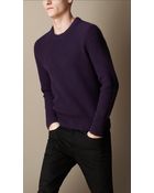 Burberry Wool Cashmere Fisherman Rib Sweater - Lyst