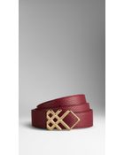 Burberry Check Buckle Leather Belt - Lyst