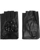 Karl Lagerfeld Embellished Leather Fingerless Gloves - Lyst