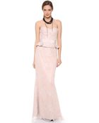 Notte By Marchesa Strapless Lace Gown with Peplum - Lyst