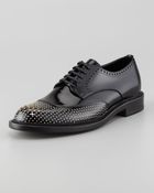 Saint Laurent Derby Laceup with Faux Studs Black - Lyst