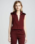 Rachel Zoe Leighton Shoulderaccent Blouse Wine - Lyst