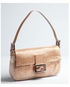 Fendi Peach Beaded Mini Baguette Shoulder Bag - Lyst