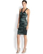 Nicole Miller Sleeveless Racerback Ruched Dress - Lyst