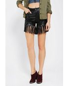 Urban Outfitters Reverse Vegan Leather Fringe Short - Lyst