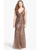 Aidan Mattox Beaded Mesh Gown - Lyst