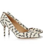 Charlotte Olympia Desiree Bat-Print Suede Pumps - Lyst