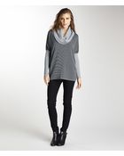 Michael Stars Stripe Sweater Mix Cowl Neck Tee - Lyst