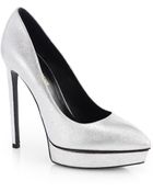Saint Laurent Janis Metallic Platform Pumps - Lyst