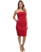 Sue Wong Strapless Rouched Dress - Lyst