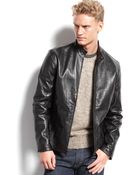 Calvin Klein Mens Leather Moto Jacket - Lyst