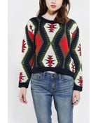 Urban Outfitters Reverse Intarsia Cropped Sweater - Lyst