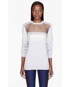 Dion Lee Grey and White Scaffold Knit Sweater - Lyst