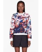 MSGM Blue and Pink Flower Sweatshirt - Lyst