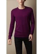 Burberry Check Detail Cotton Cashmere Sweater - Lyst