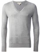 Burberry London Jacquard Check V-Neck Sweater - Lyst