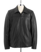 Vince Camuto Leather Bomber Jacket - Lyst