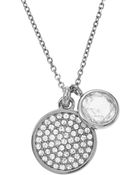 Michael Kors Pave Disc and Clear Stone Necklace 16" - Lyst