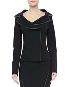 Donna Karan New York Leather-Trim Offset Jacket - Lyst