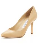 Jimmy Choo Gilbert Leather Almondtoe Pump Nude - Lyst