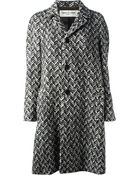 Saint Laurent Herringbone Coat - Lyst