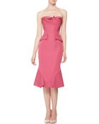 Zac Posen Strapless Origami-Fold Dress - Lyst